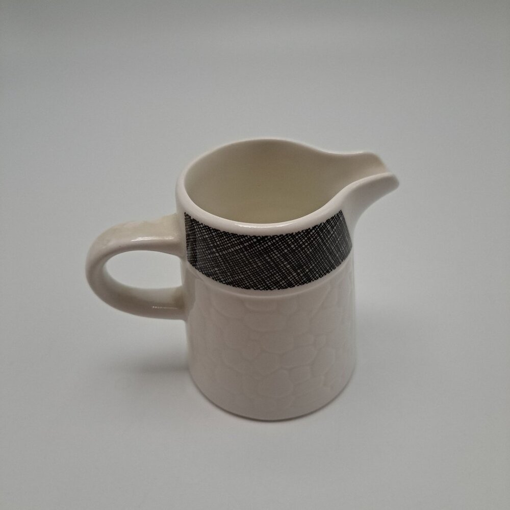 Syracuse China Syralite Textured White Creamer Black Accent Design Vintage